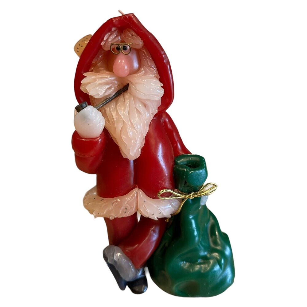 vintage northern lights Santa candle damaged